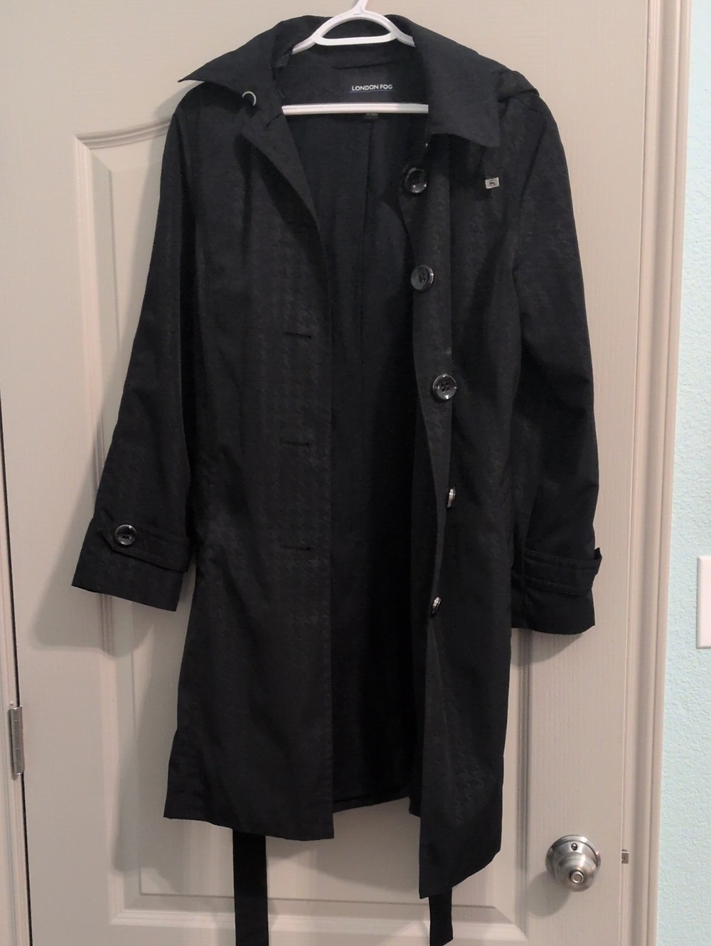 London Fog Black Women's Trench Coat with Button Front